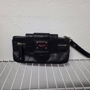 Kenneth Cole New York Black Wristlet with Silver Accents